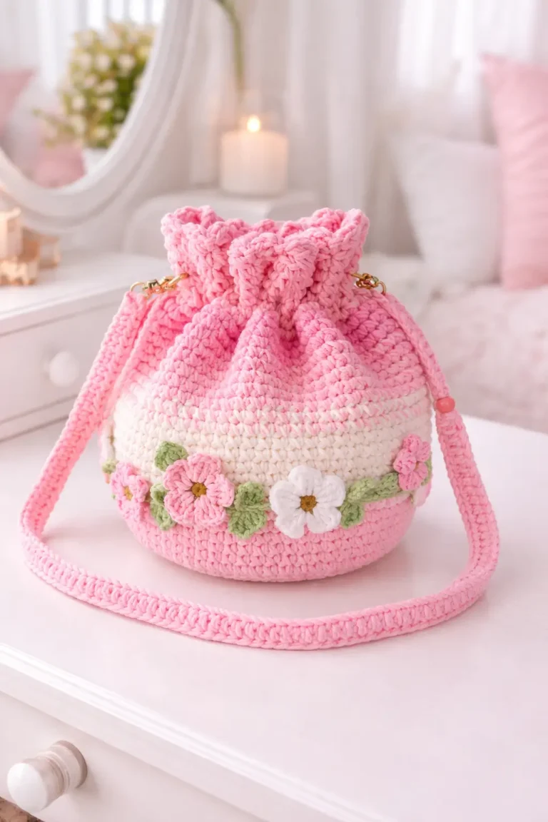 Floral Drawstring Bucket Bag Pattern