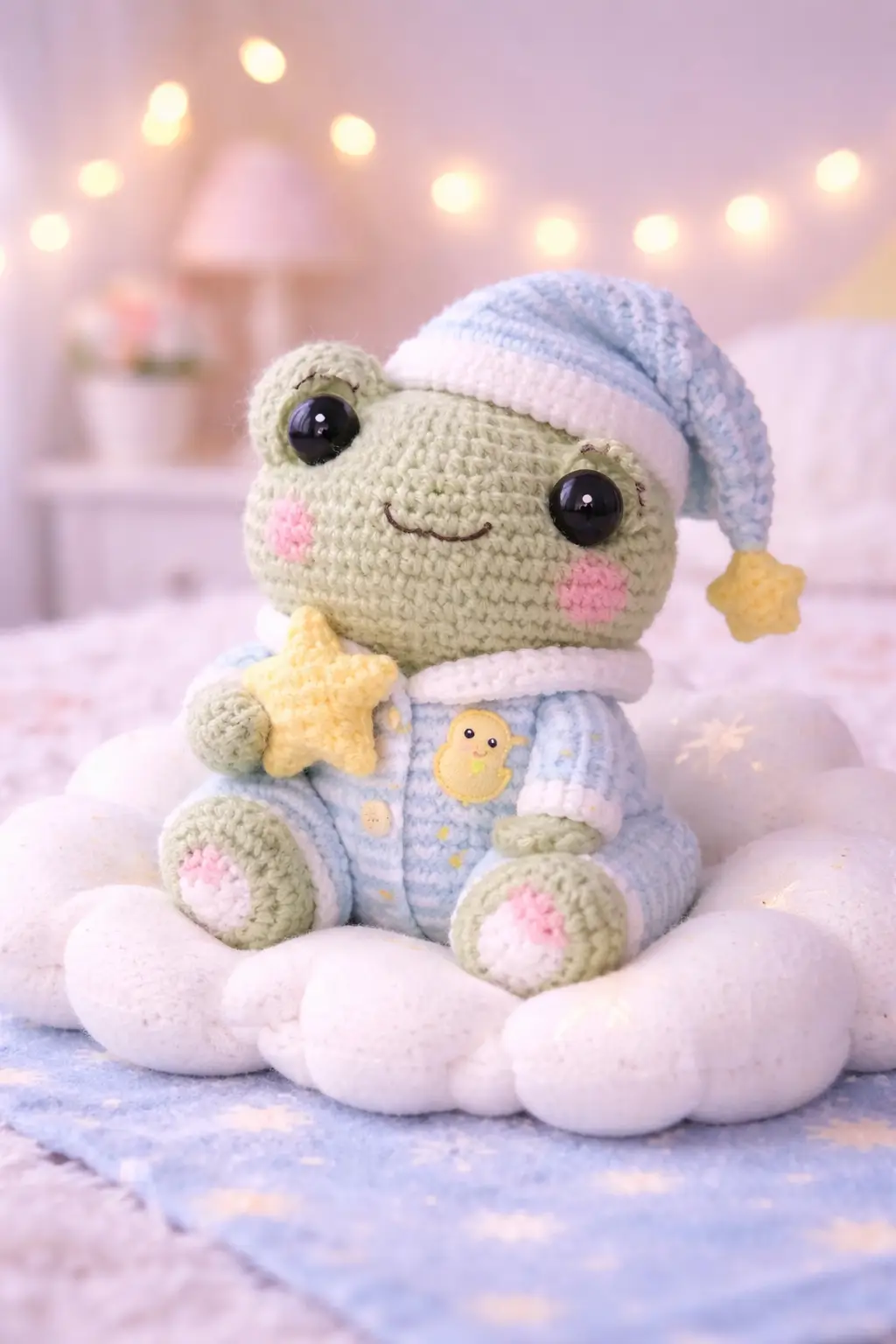 Sleepy Frog Amigurumi Crochet Pattern in Pajamas