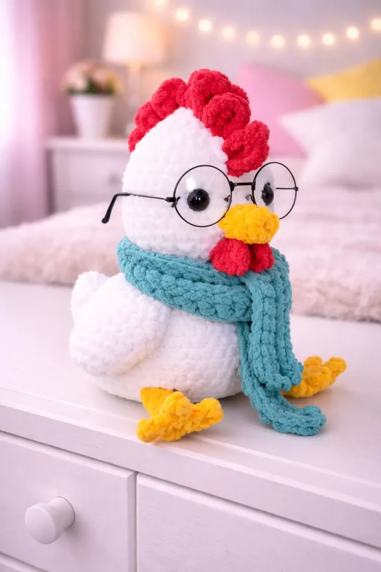 Rooster Amigurumi Crochet Pattern with Scarf and Glasses