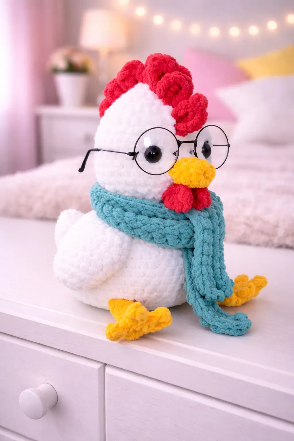 Rooster Amigurumi Crochet Pattern with Scarf and Glasses