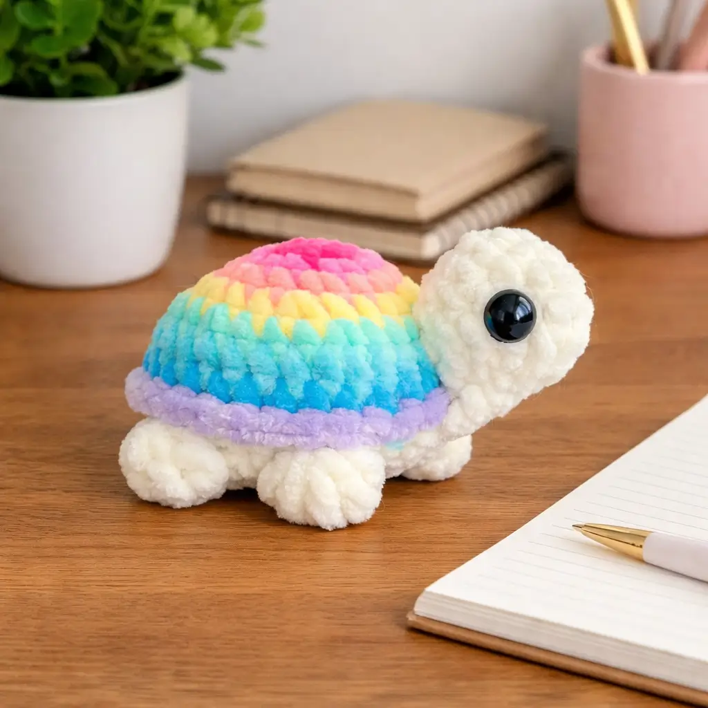 Mini Rainbow Turtle Amigurumi Crochet Pattern