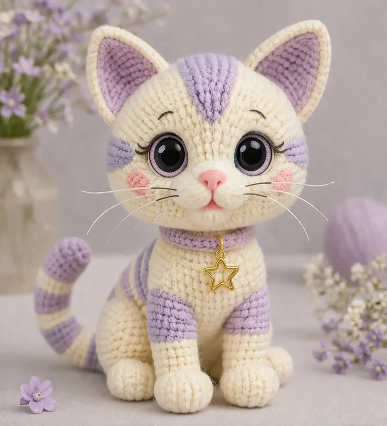 Cat Amigurumi Crochet Pattern with Striped Tail