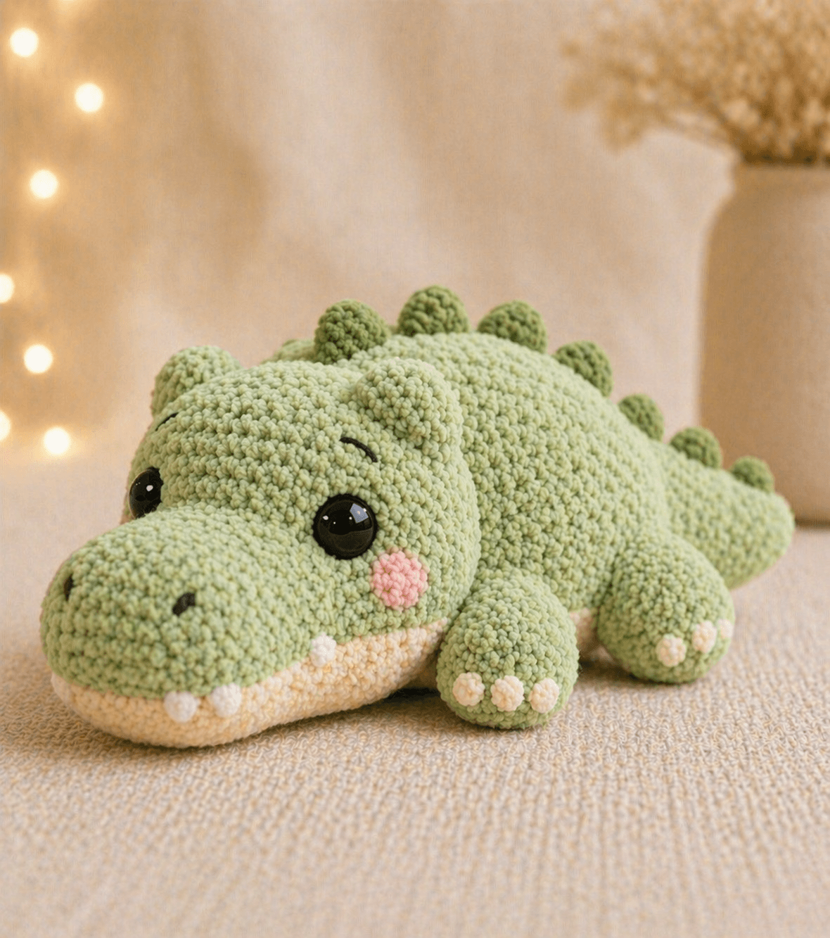 Flat-Snout Crocodile Amigurumi Crochet Pattern in Plush Yarn