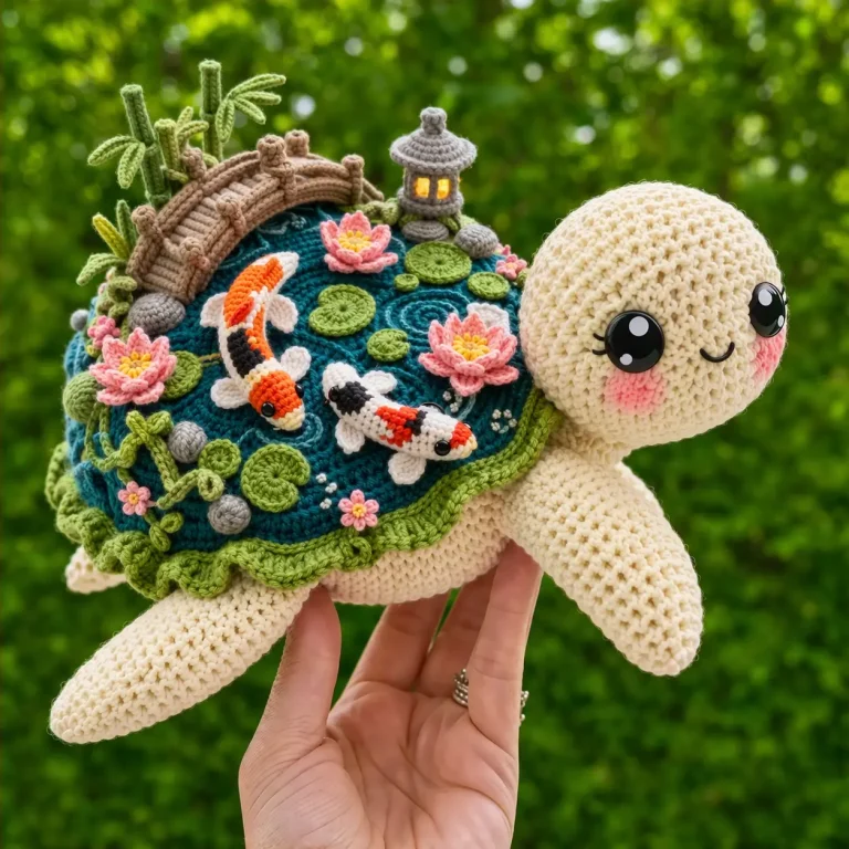 Turtle Amigurumi Crochet Pattern With Koi Pond Shell