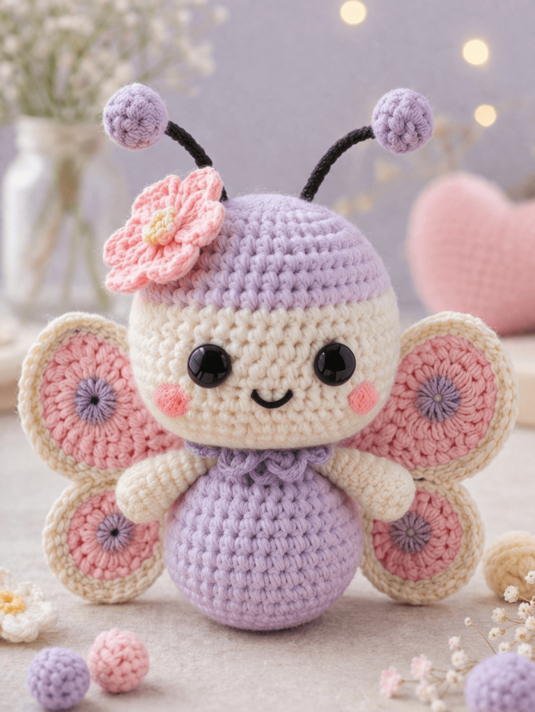 Butterfly Amigurumi Crochet Pattern With Flower Wings