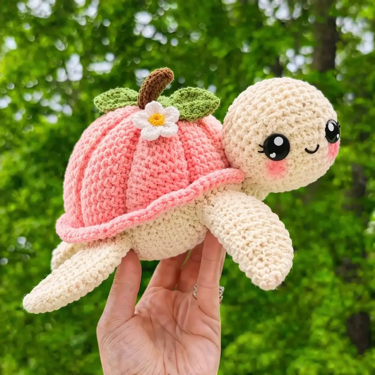 Peach Turtle Amigurumi Crochet Pattern: Chunky Fruit Shell Turtle