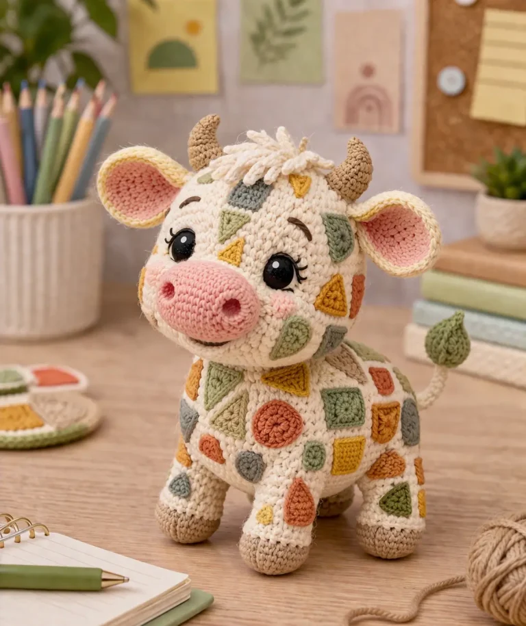 Cow Amigurumi Crochet Pattern: Patchwork Standing Calf