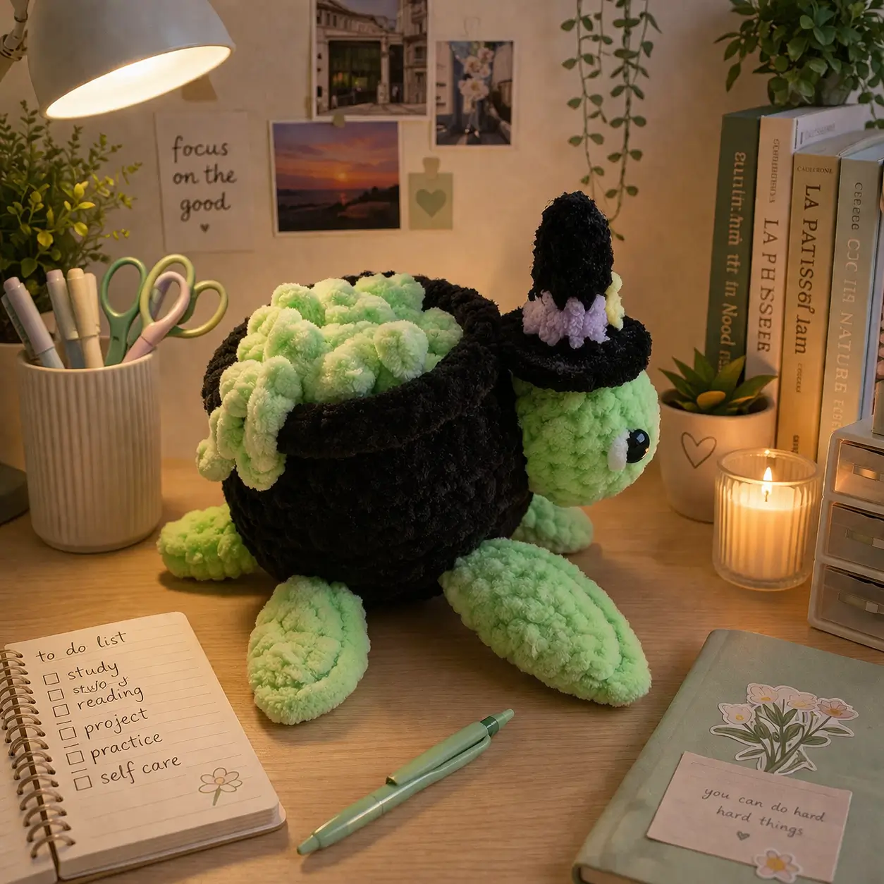 Turtle Amigurumi Crochet Pattern With Witch Hat