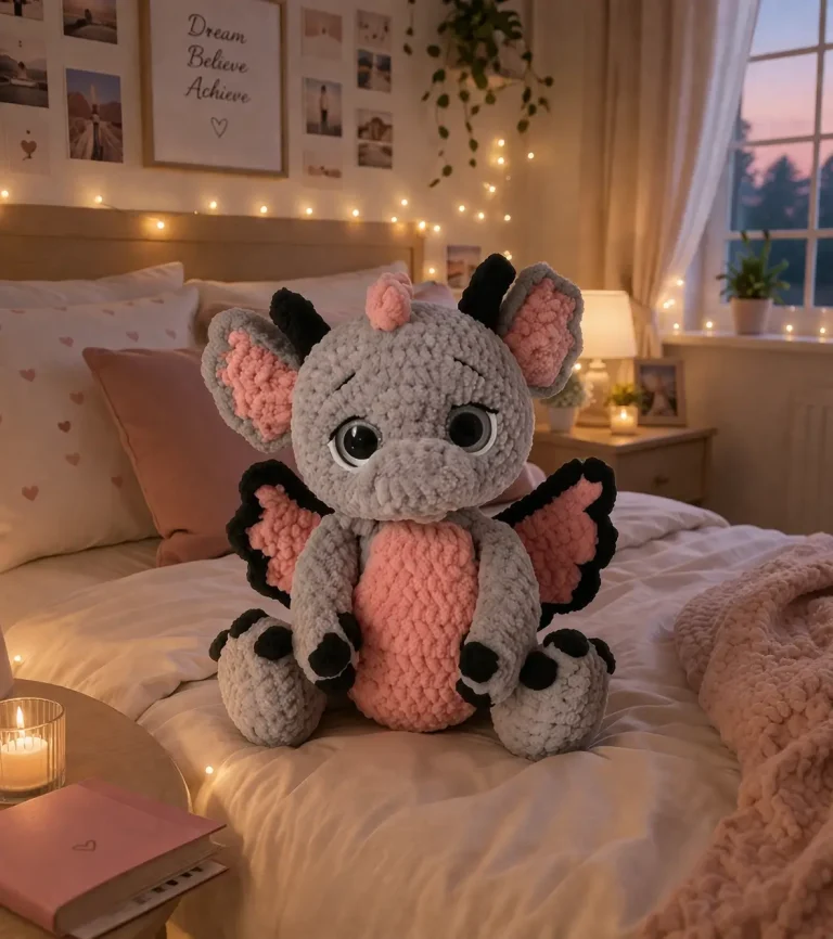 Dragon Amigurumi Crochet Pattern for a Velvet Sitting Plush