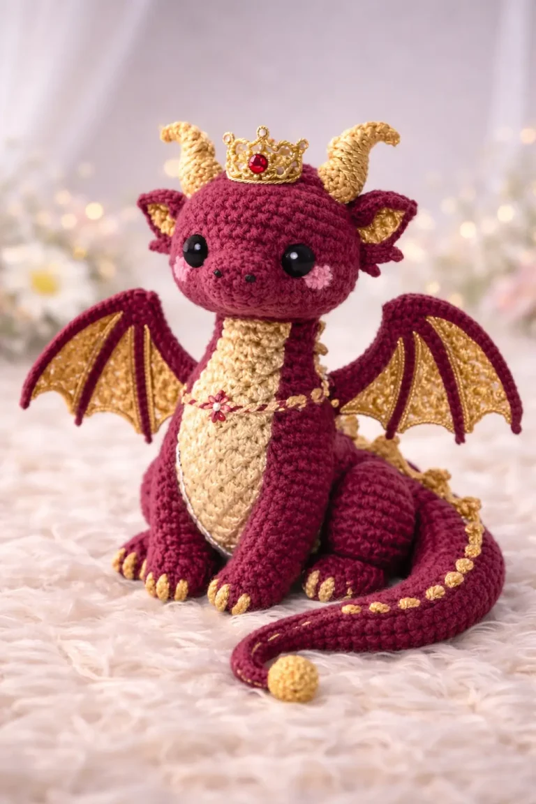 Dragon Amigurumi Crochet Pattern With Crown and Wings