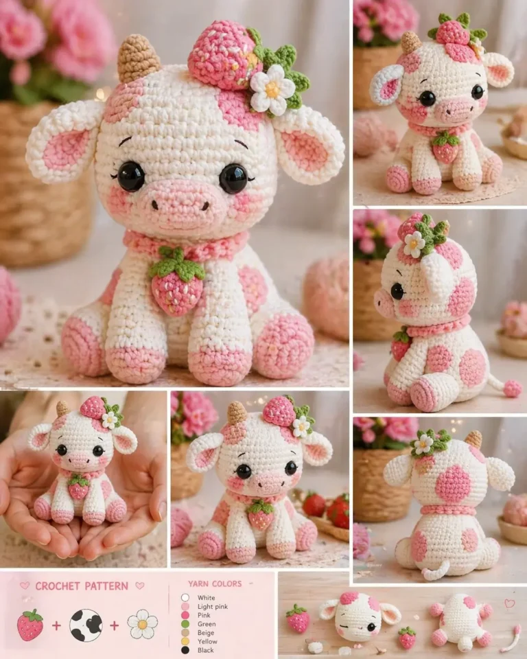 Strawberry Cow Amigurumi Crochet Pattern