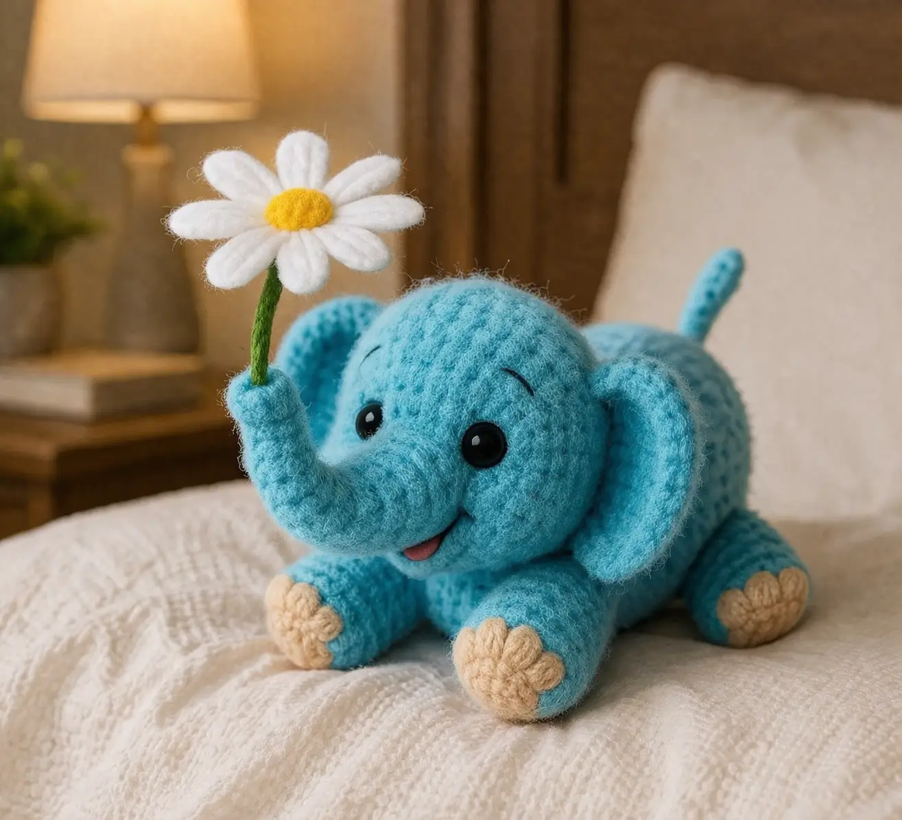 Elephant Amigurumi Crochet Pattern With Daisy Prop