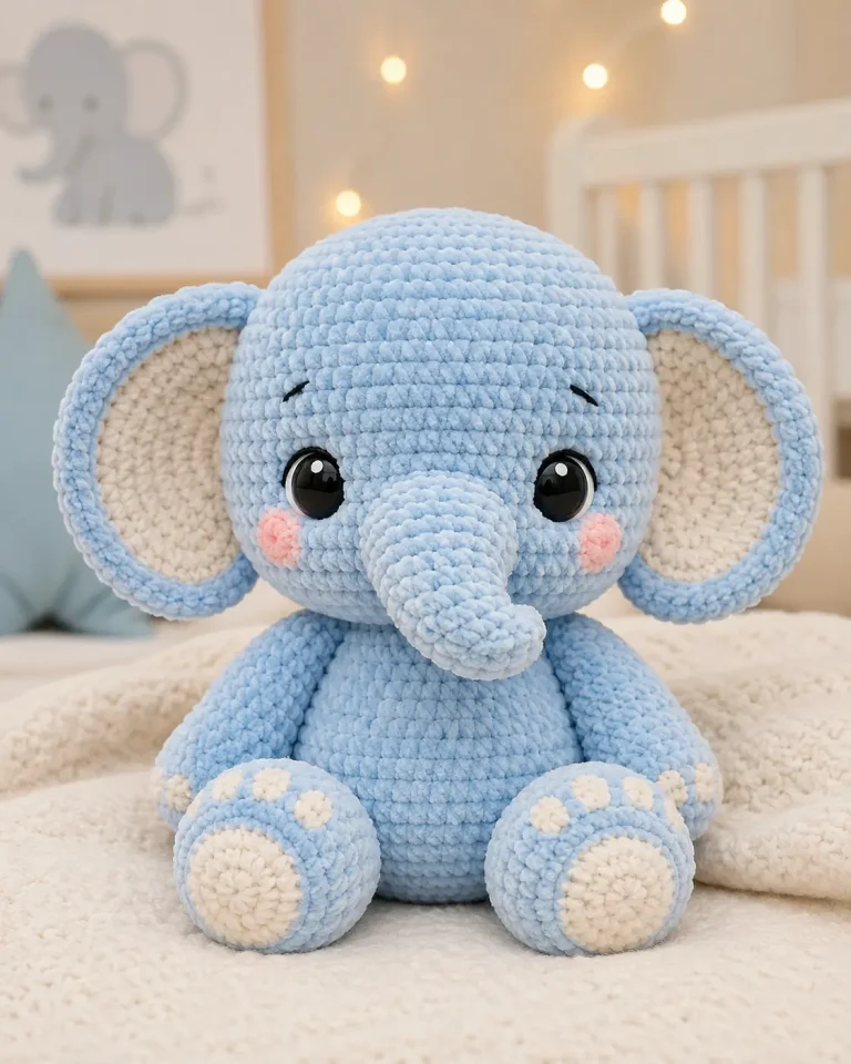 Elephant Amigurumi Crochet Pattern: Plush Blue Baby Elephant