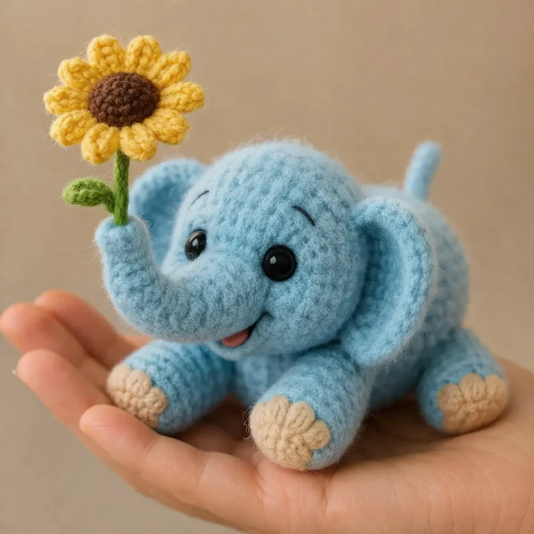 Elephant Amigurumi Crochet Pattern With Sunflower