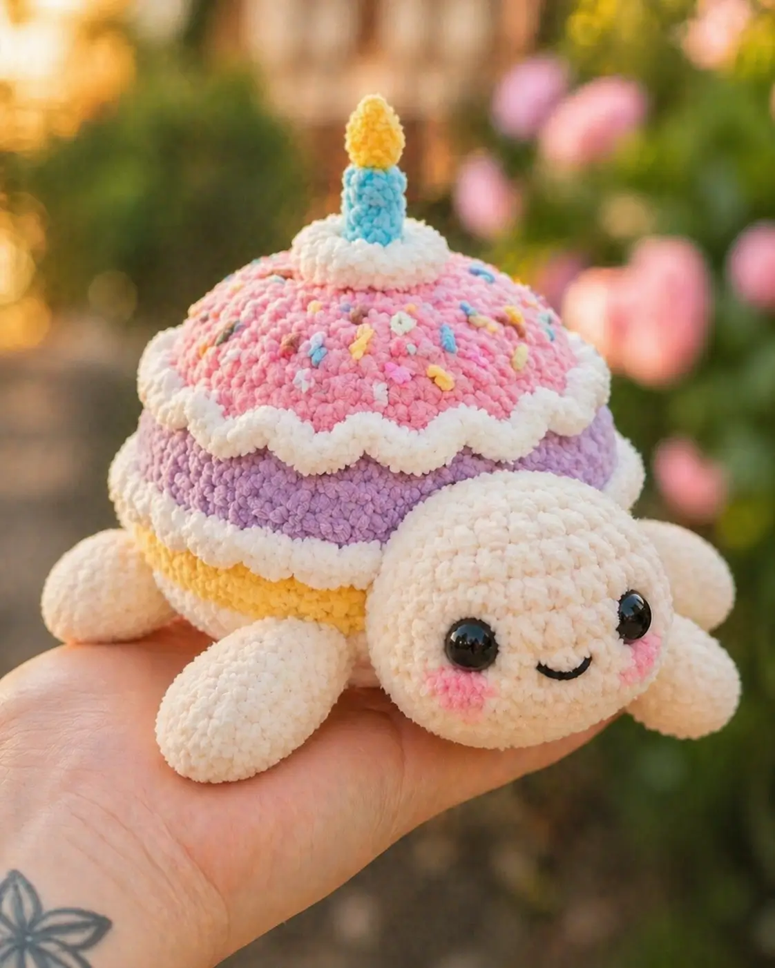Birthday Cake Turtle Amigurumi Crochet Pattern