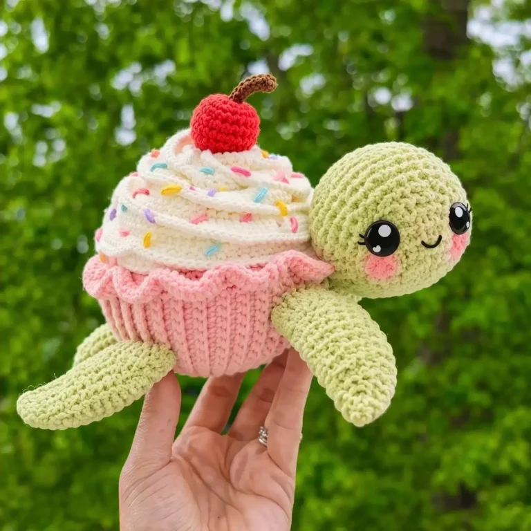 Cupcake Turtle Amigurumi Crochet Pattern With Cherry Topper