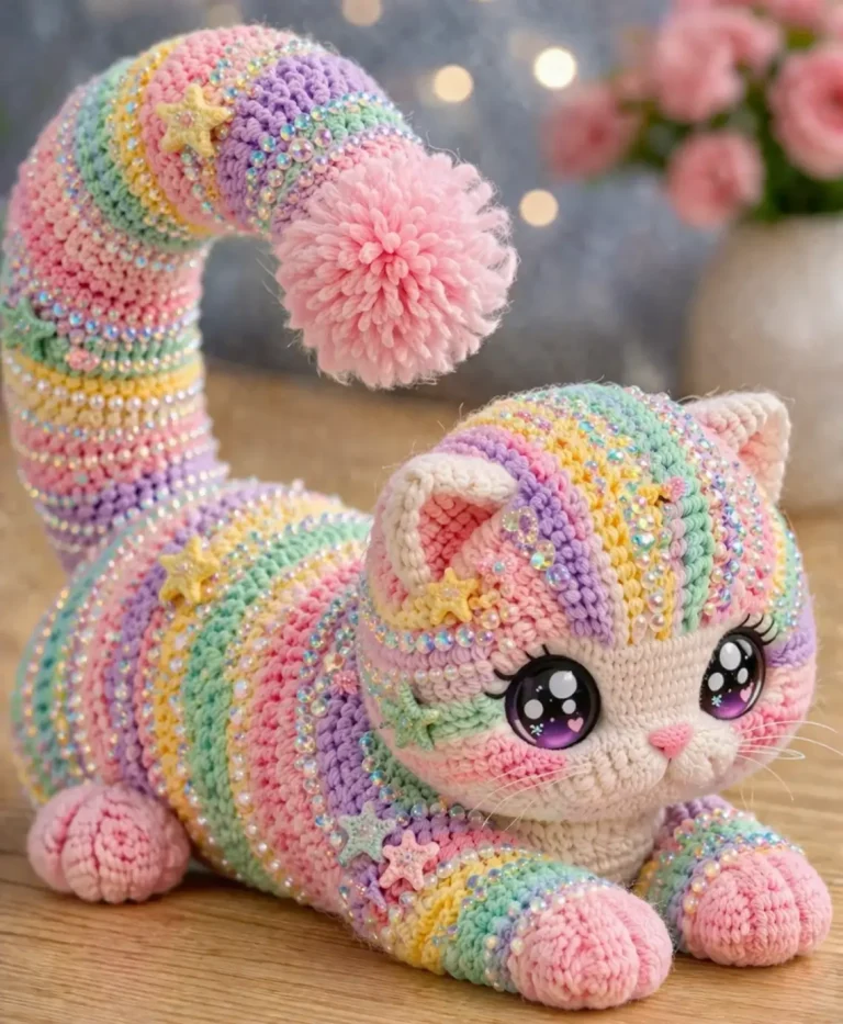 Pastel Striped Cat Amigurumi Crochet Pattern