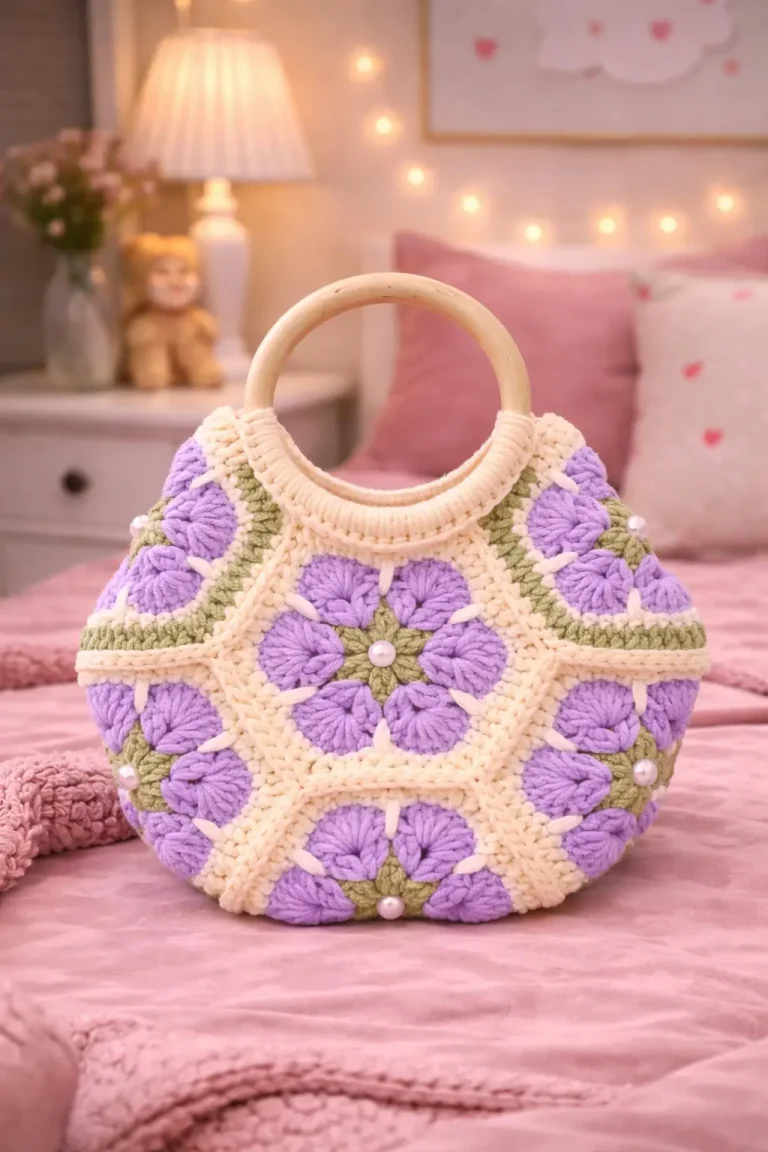 Lavender Floral Crochet Handbag Pattern