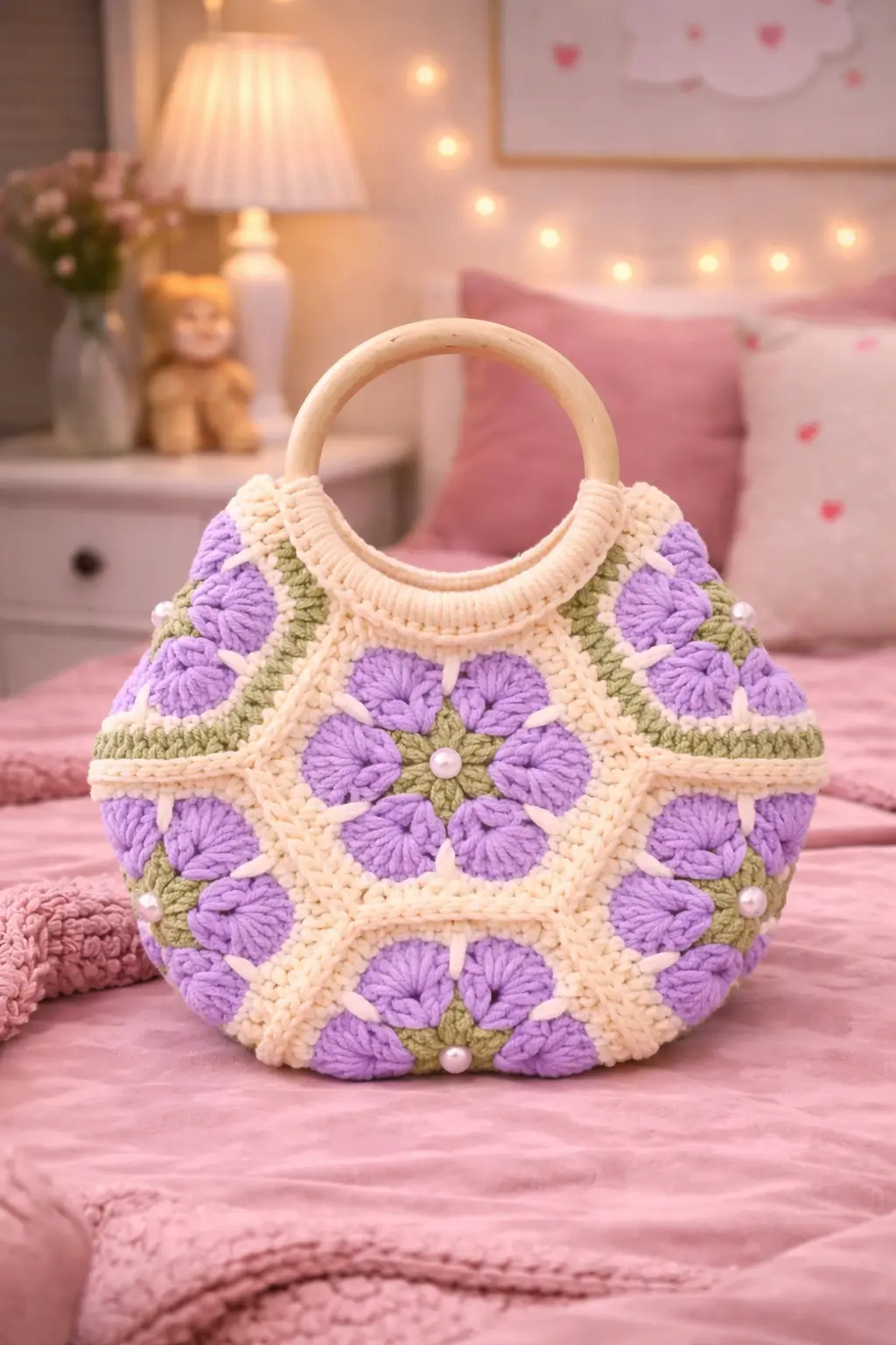 Lavender Floral Crochet Handbag Pattern