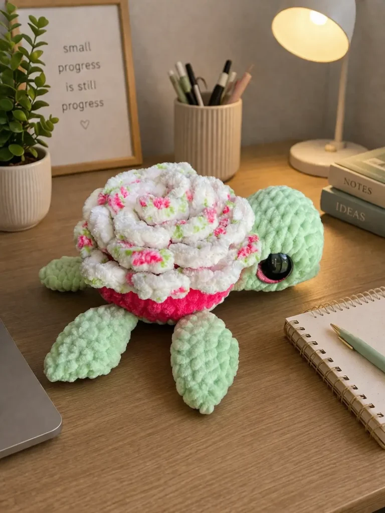 Flower Turtle Amigurumi Pattern With Layered Peony Shell