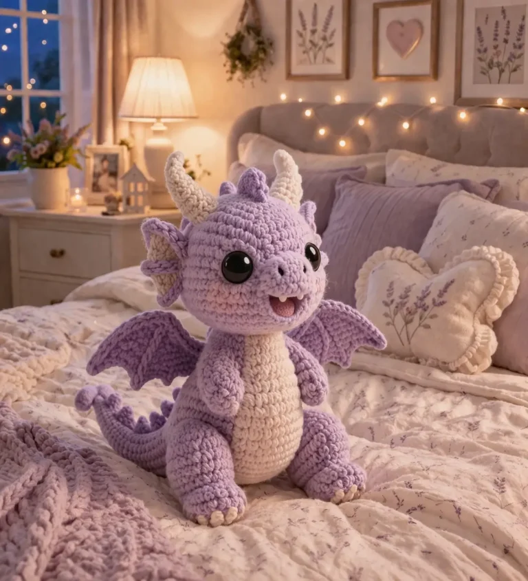 Lilac Baby Dragon Amigurumi Crochet Pattern for a Tiny Fantasy Plush