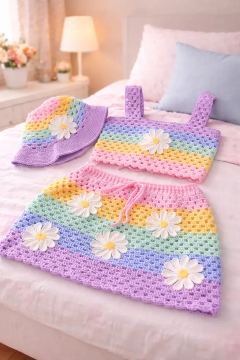 Rainbow Daisy Crochet Outfit Pattern