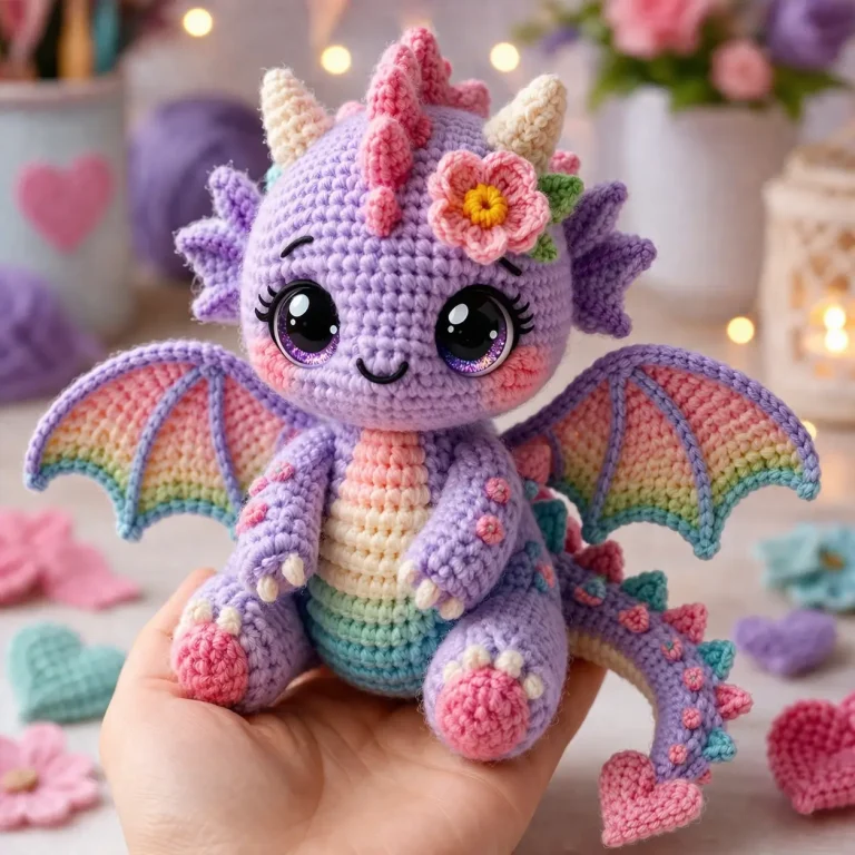 Dragon Amigurumi Crochet Pattern for a Pastel Sitting Dragon
