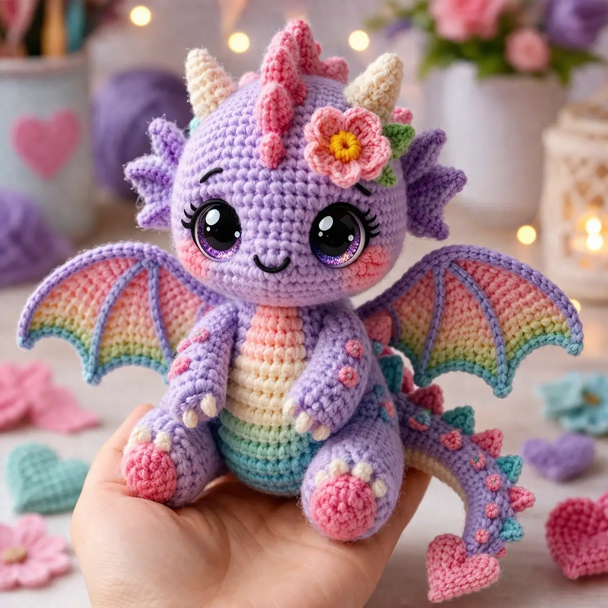Dragon Amigurumi Crochet Pattern for a Pastel Sitting Dragon
