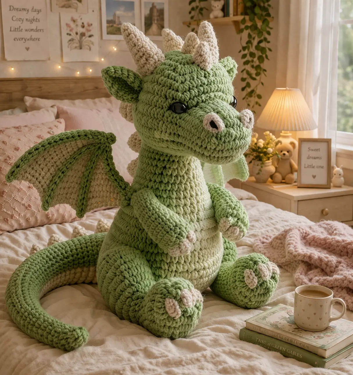 Dragon Amigurumi Crochet Pattern for a Large Plush Sitting Dragon