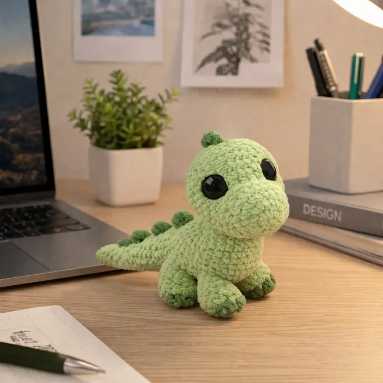 Dinosaur Amigurumi Crochet Pattern for a Plush Desk Dino