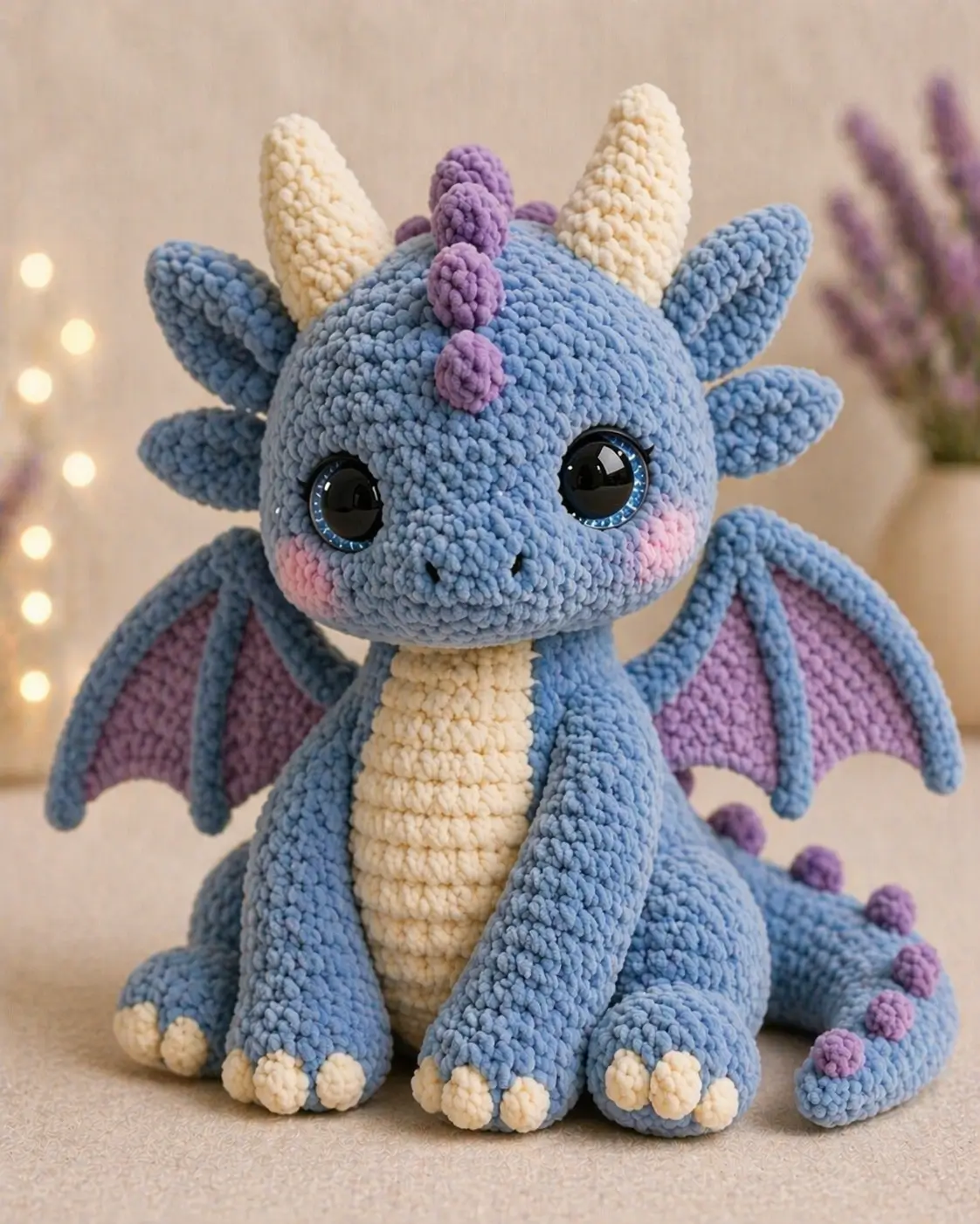 Dragon Amigurumi Crochet Pattern for a Sitting Plush Baby Dragon