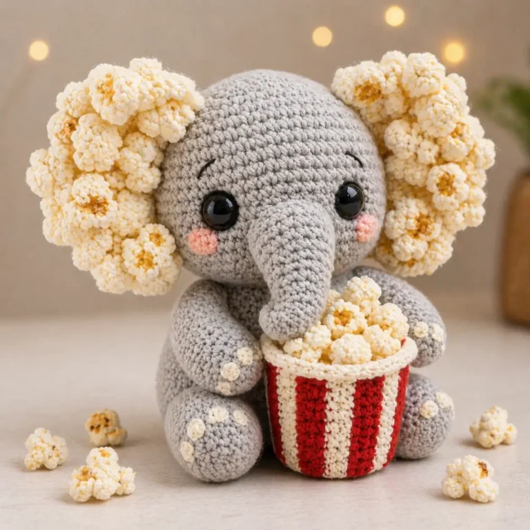 Popcorn-Eared Elephant Amigurumi Crochet Pattern