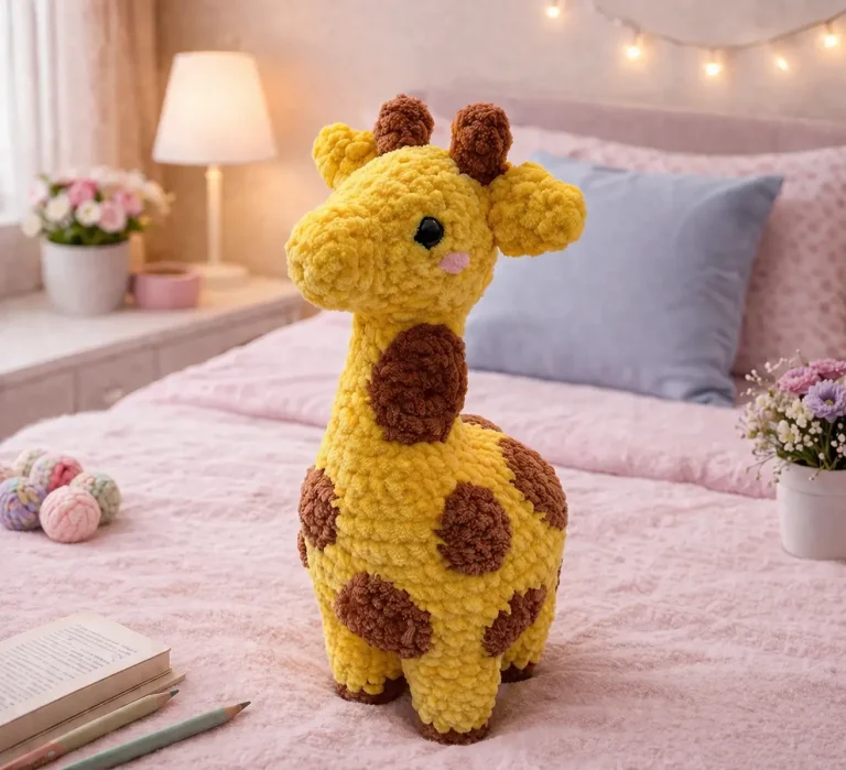 Giraffe Amigurumi Crochet Pattern for a Plush Standing Toy
