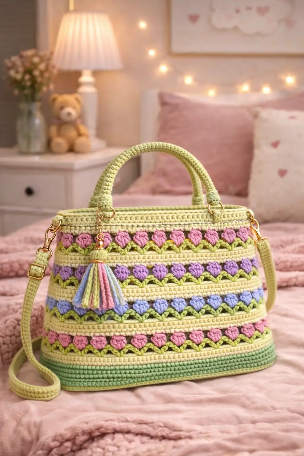 Pastel Tulip Crochet Handbag Pattern