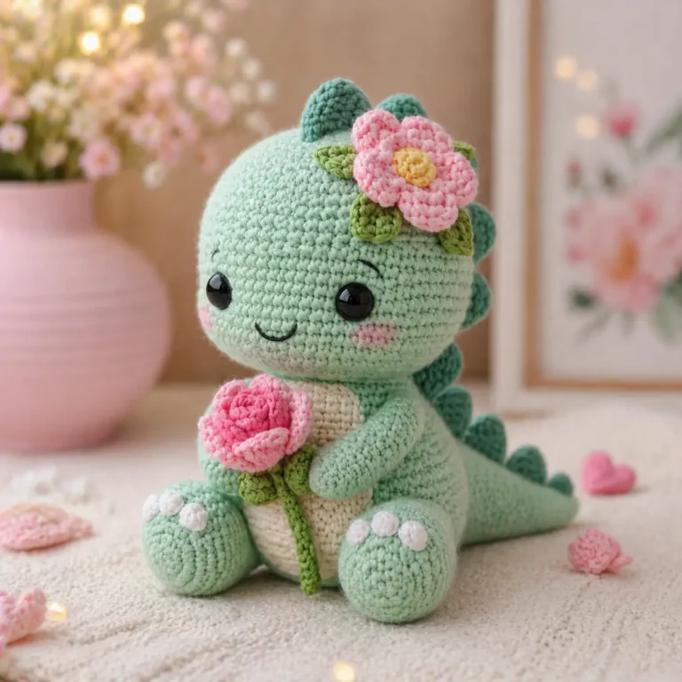 Mint Flower Dragon Amigurumi Crochet Pattern