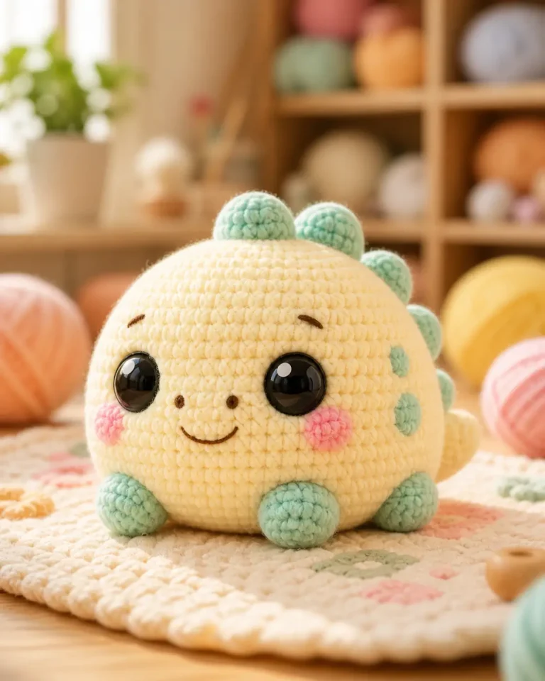 Dinosaur Amigurumi Crochet Pattern for a Pastel Chubby Dino