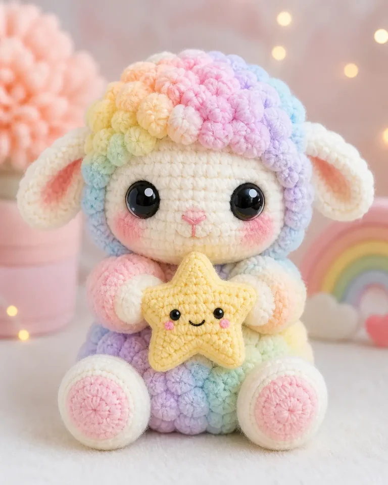 Pastel Rainbow Lamb Amigurumi Crochet Pattern