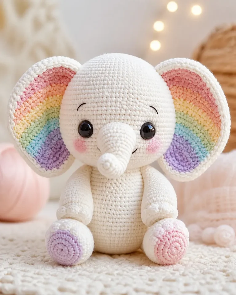 Rainbow Ear Elephant Amigurumi Crochet Pattern