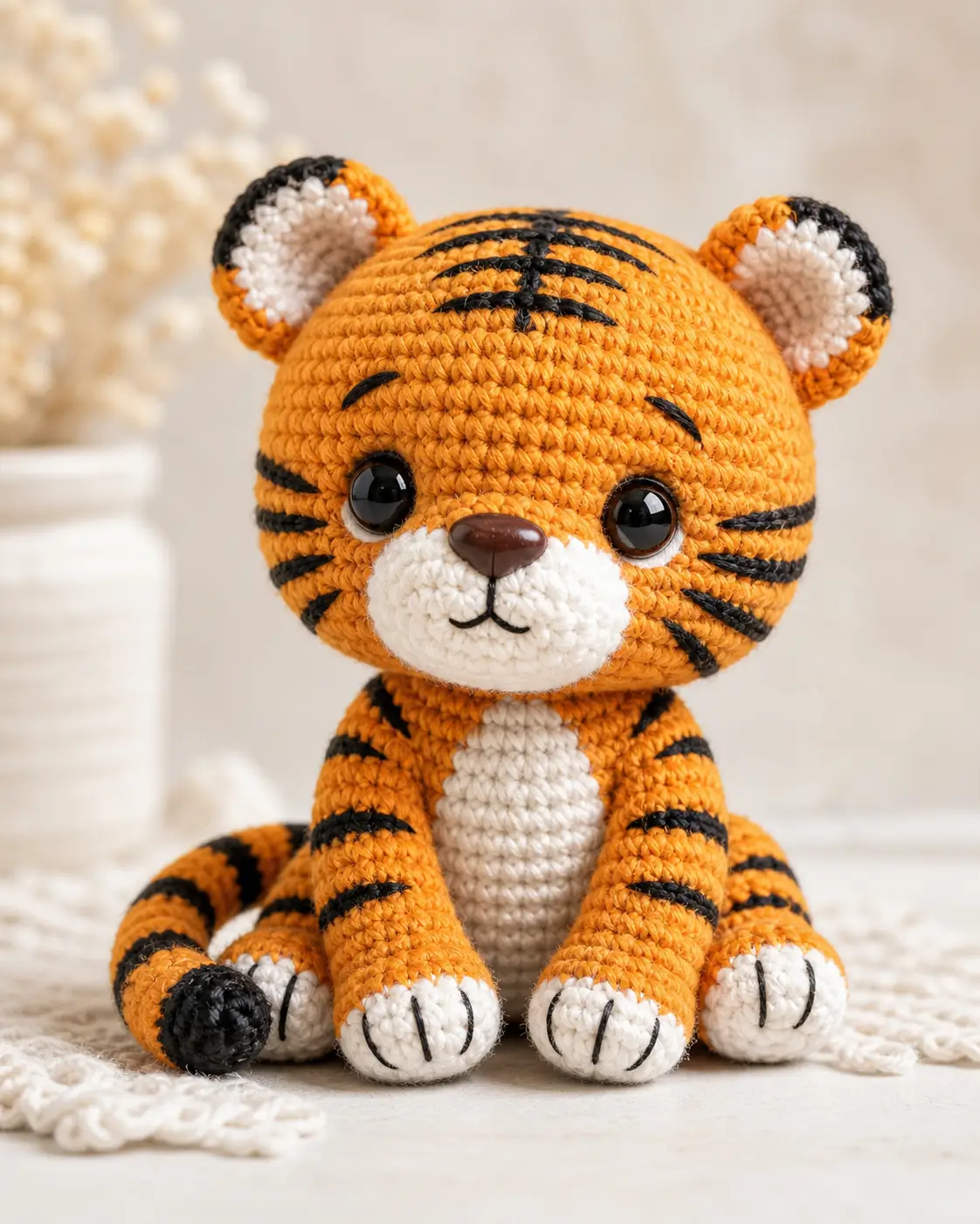 Tiger Amigurumi Crochet Pattern: Sitting Cub with Stripes