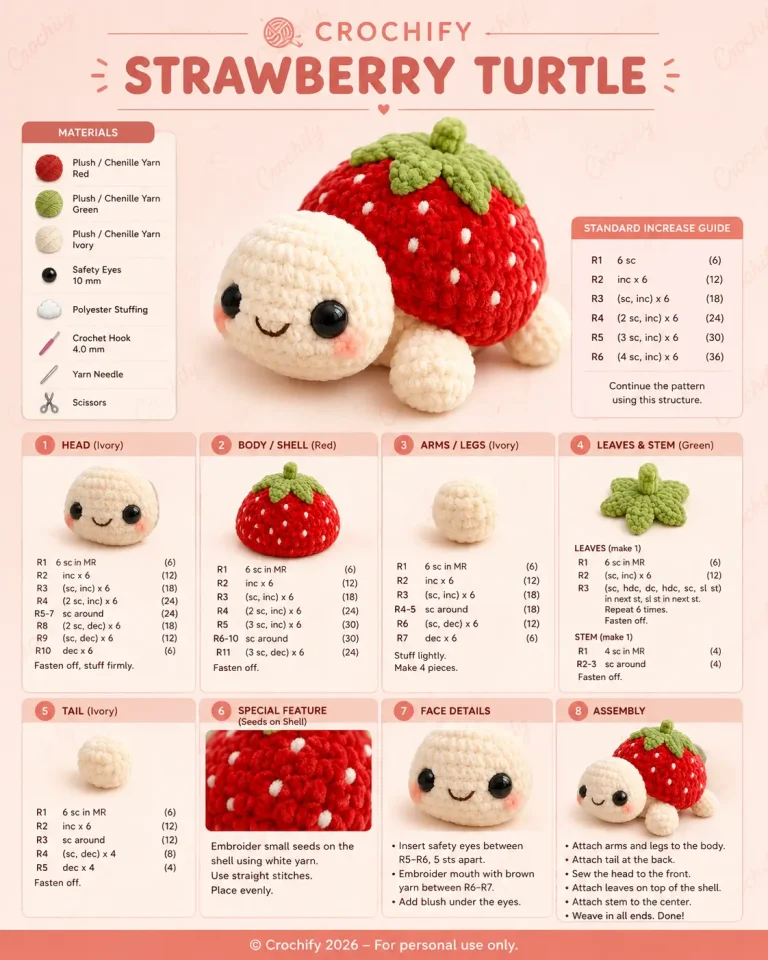 Strawberry Turtle Amigurumi Crochet Pattern