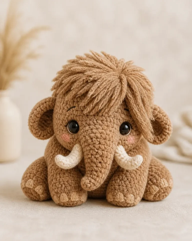 Woolly Mammoth Amigurumi Pattern: Shaggy Trunk and Tusks