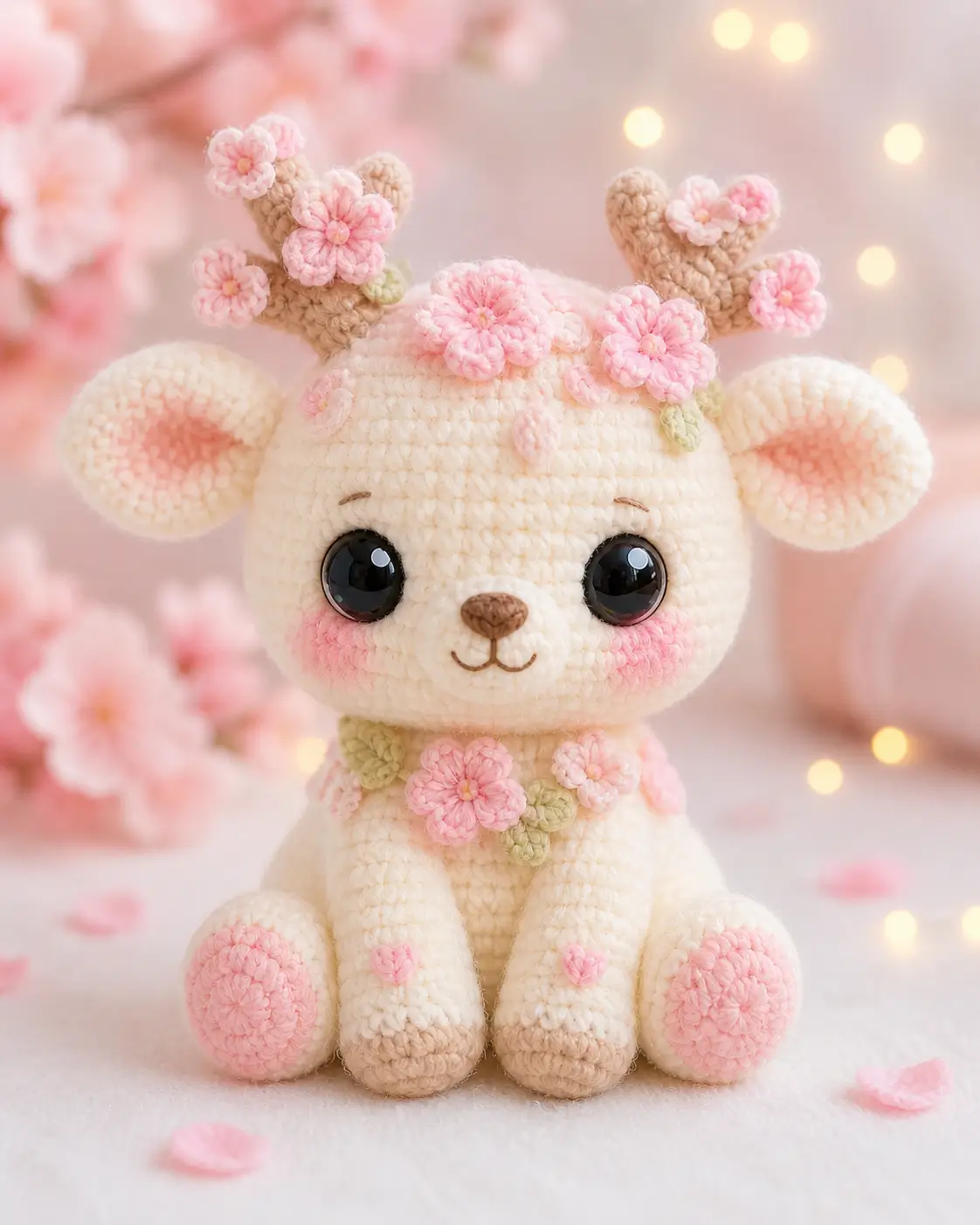 Spring Deer Amigurumi Pattern with Cherry Blossoms
