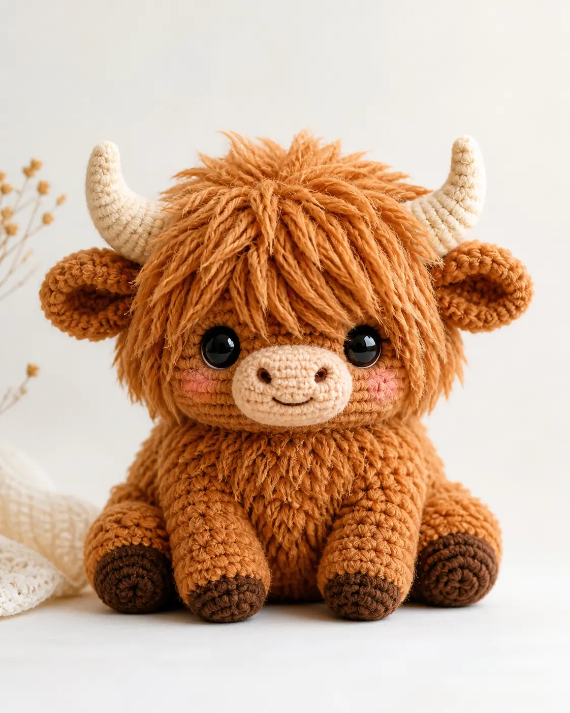 Highland Cow Amigurumi Crochet Pattern with Shaggy Hair