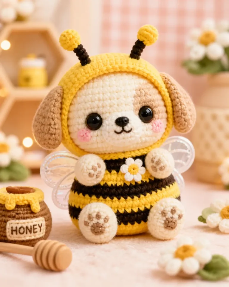 Bee Puppy Amigurumi Crochet Pattern: Dog in a Bee Suit