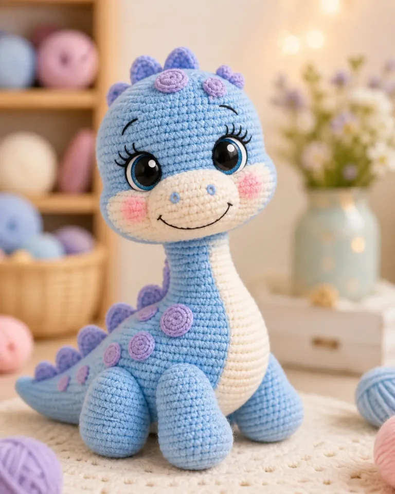 Brontosaurus Amigurumi Crochet Pattern With a Stable Neck and Seated Legs