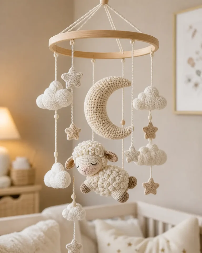 Sleeping Lamb Mobile: Sheep Amigurumi Crochet Pattern