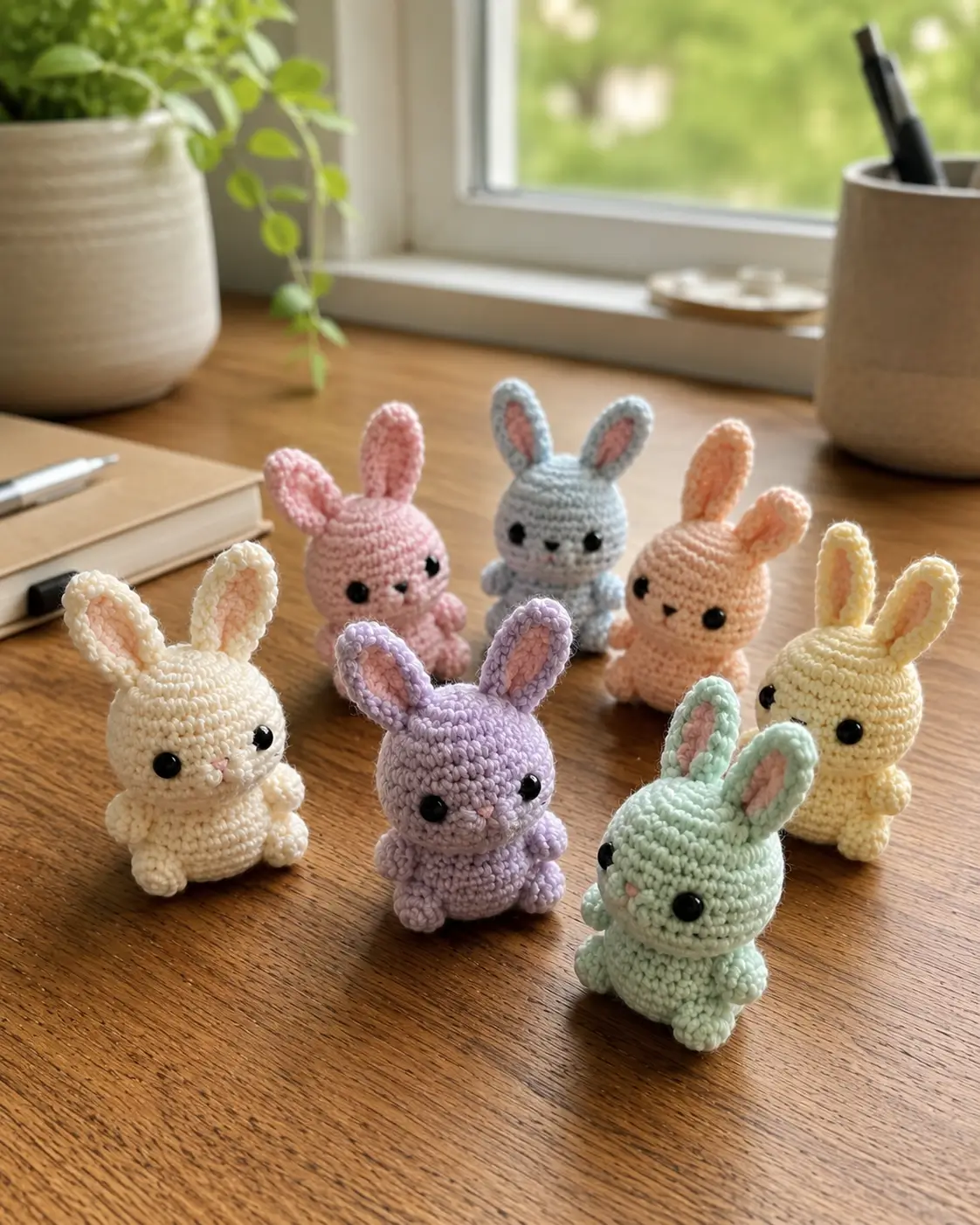 Pastel Bunny Amigurumi Crochet Pattern: 10 cm Sitting Toy