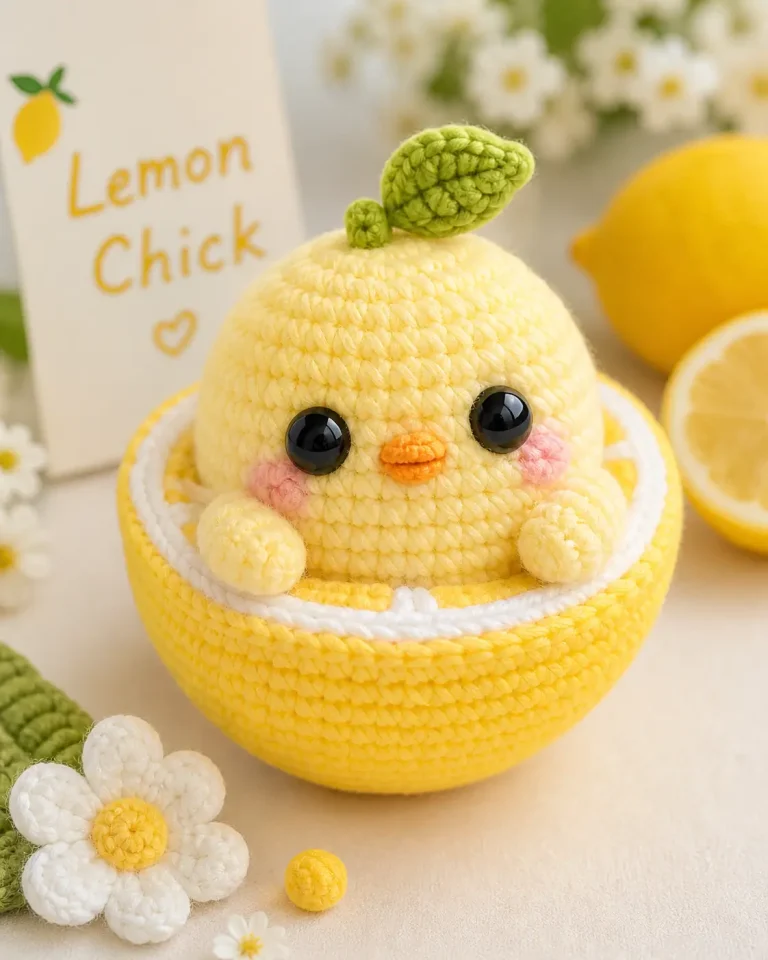 Lemon Chick Amigurumi Crochet Pattern in a Lemon Bowl