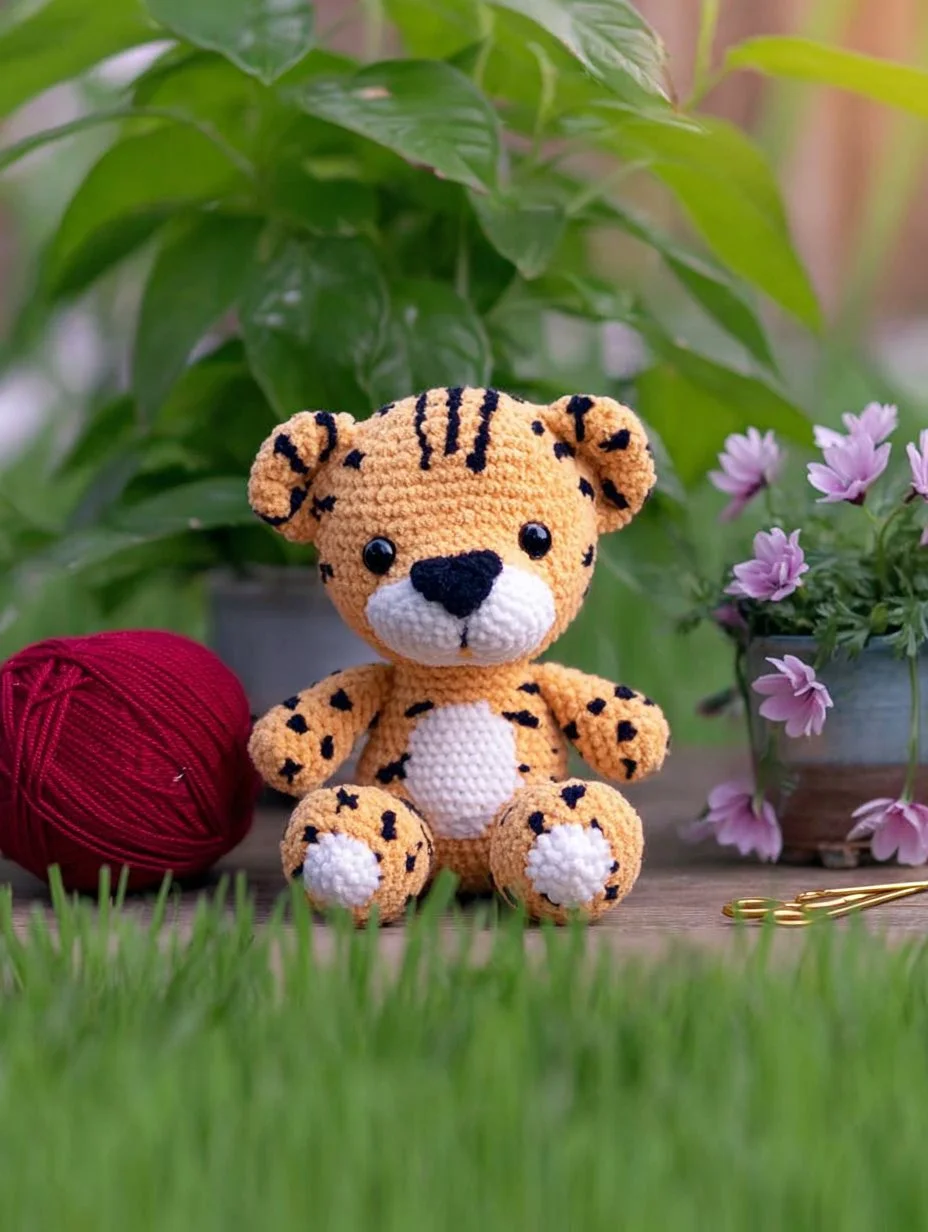 Free crochet pattern featuring Jade the Jaguar, a cute amigurumi design.